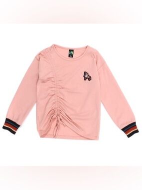 Nano Pink Long-Sleeve Ruched Top with Roller Skate Patch